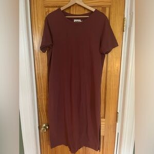 Pact Softspun Tee Dress Wine Size L
